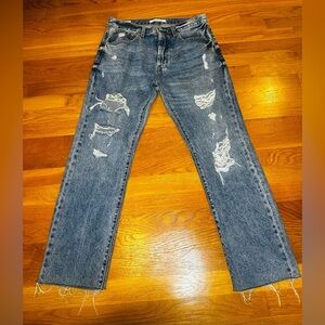 PacSun Vintage Loose Distressed Jeans Women’s Size 31 High Rise Raw Hem Denim